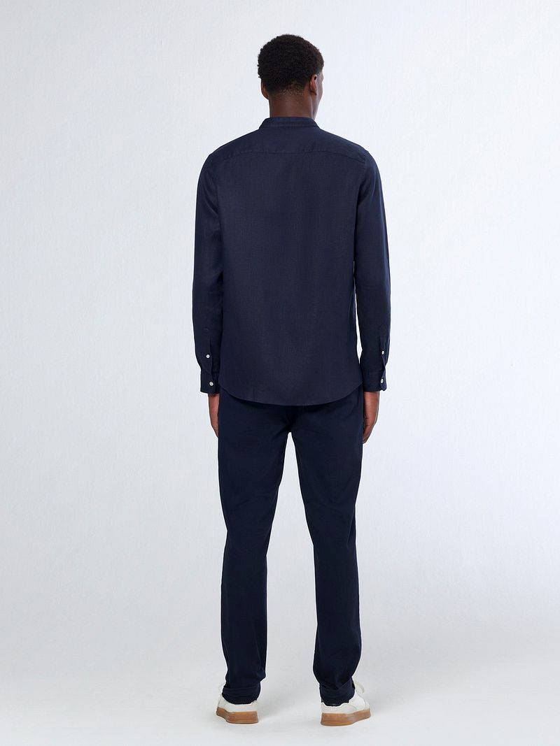Scotch and Soda Linnen Mao Overhemd Navy