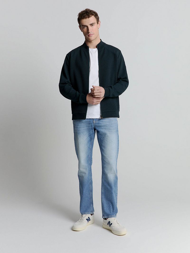No Excess-Strickjacke Zipper Jacquard Navy - Größe S günstig online kaufen