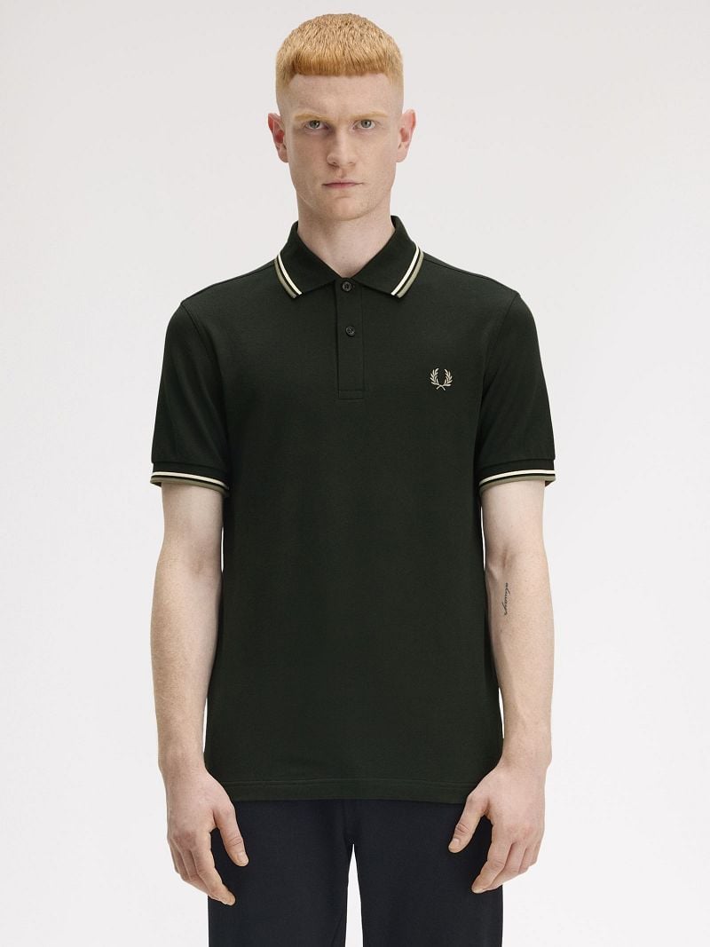 Fred Perry Polo Twin Tipped M3600 Donkergroen