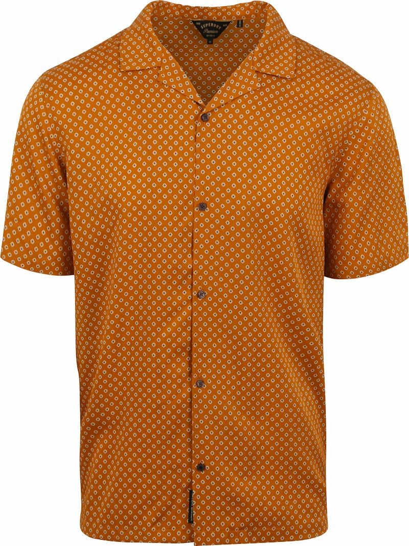 Superdry Hemd Kurzarm Orange Geo Tan Print - Größe L günstig online kaufen