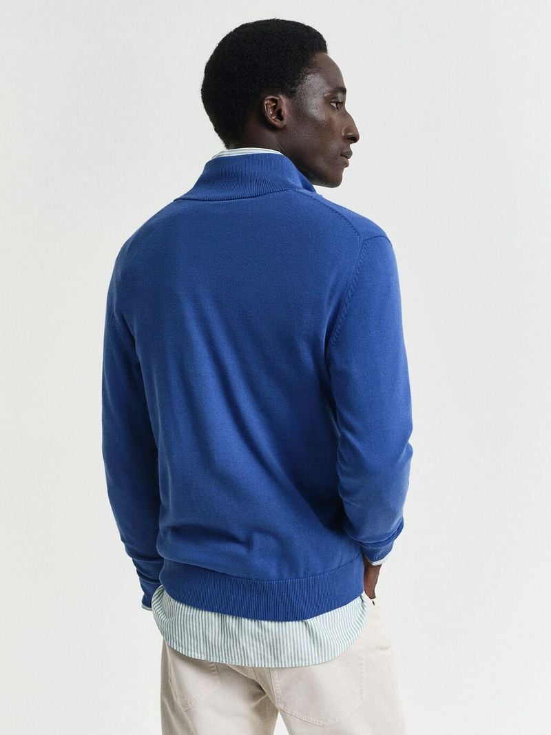 Gant Half Zip Trui Mid Blauw