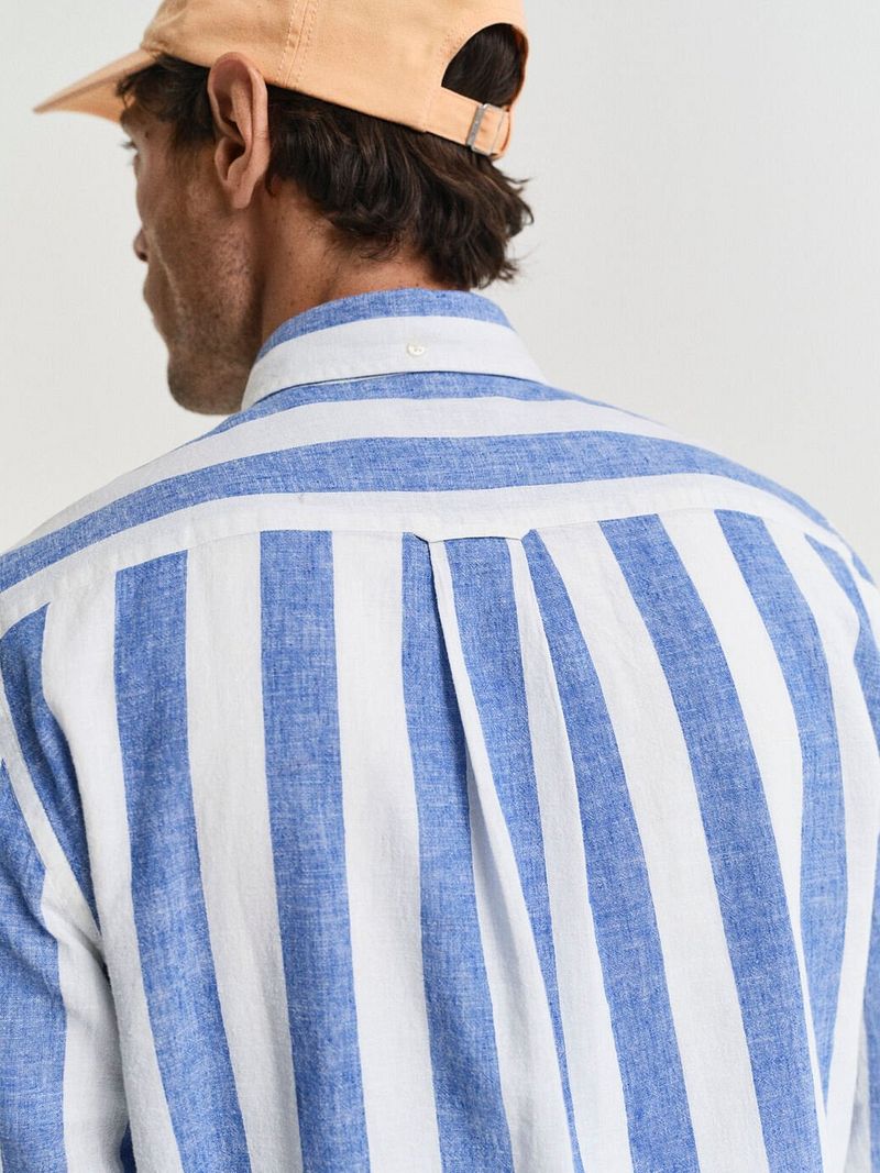 Gant Overhemd Streep Bold Linnen Blauw