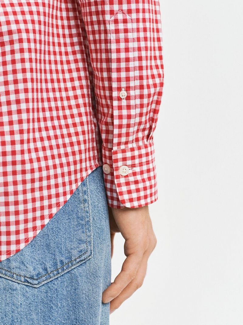 Gant Poplin Banker Overhemd Streep Rood