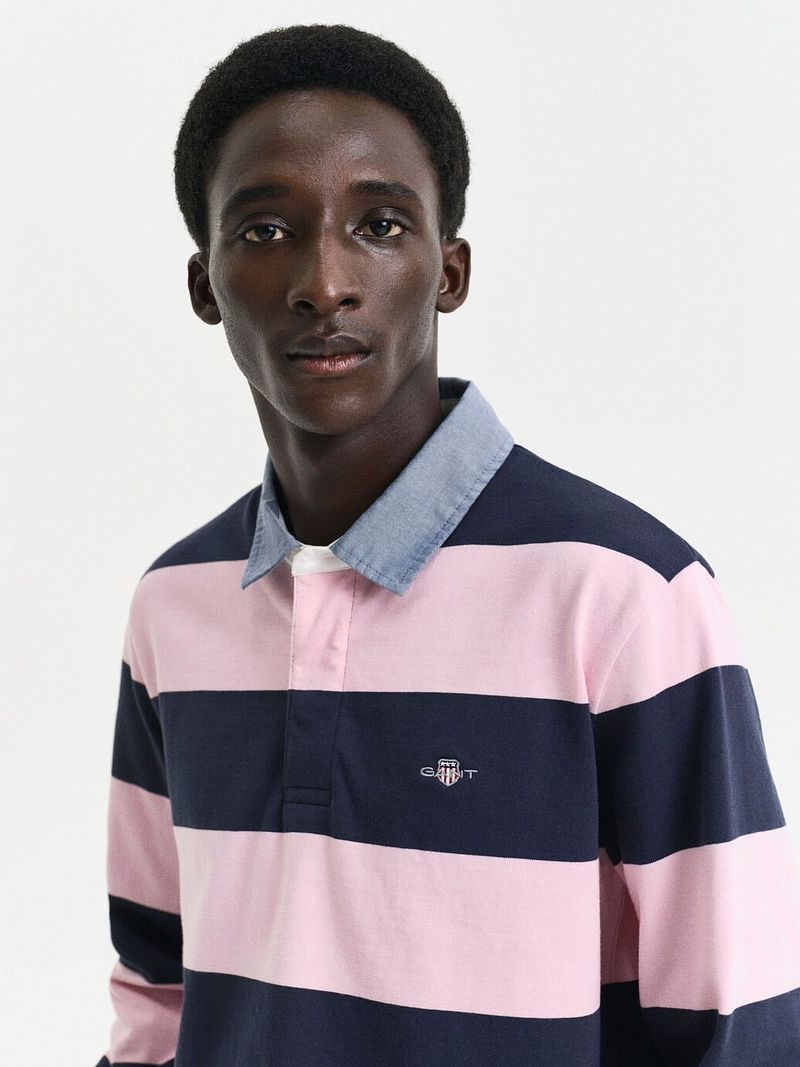 Gant Heavy Rugger Shield Polo Streep Navy Roze