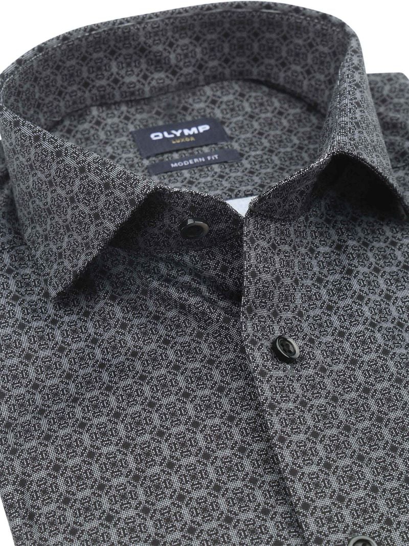 OLYMP Luxor Hemd Druck Grau - Größe 38 günstig online kaufen