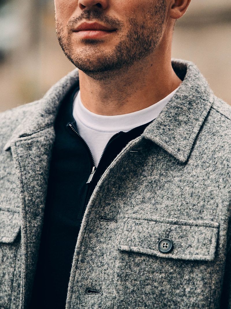 Suitable Overshirt Boiled Wool Blend Grau - Größe S günstig online kaufen