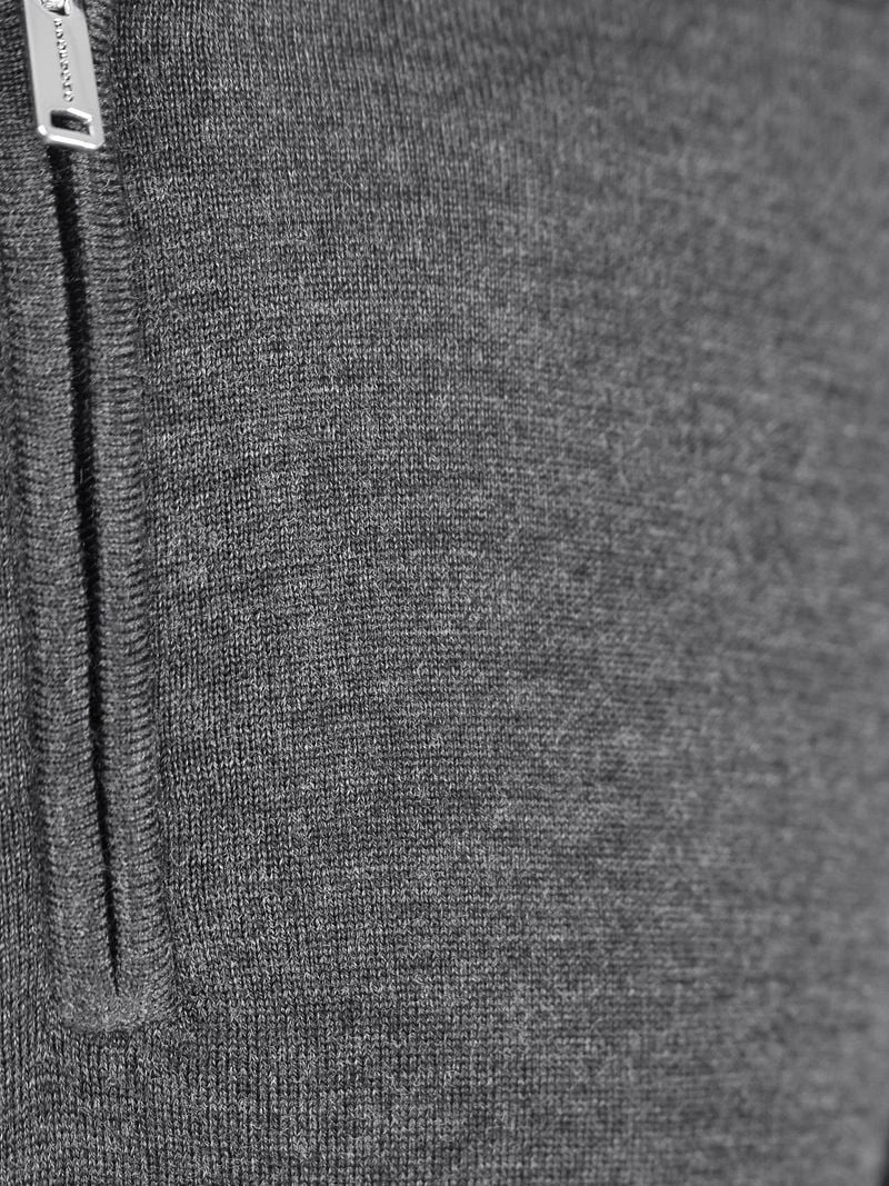 Profuomo Half Zip Pullover Merinowolle Grau - Größe XL günstig online kaufen
