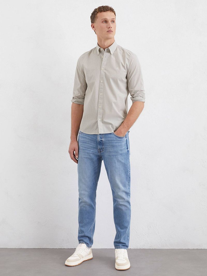 Marc O'Polo Overhemd Poplin Streep Grijs