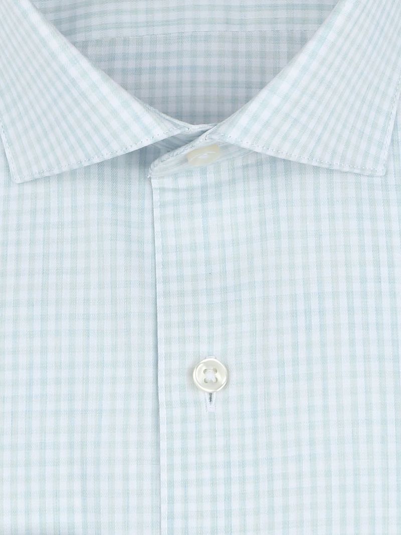 Suitable Overhemd Extra Lange Mouwen Twill Ruit Lichtgroen