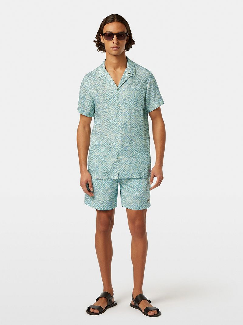 Scotch and Soda Shortsleeve Overhemd Print Lichtgroen