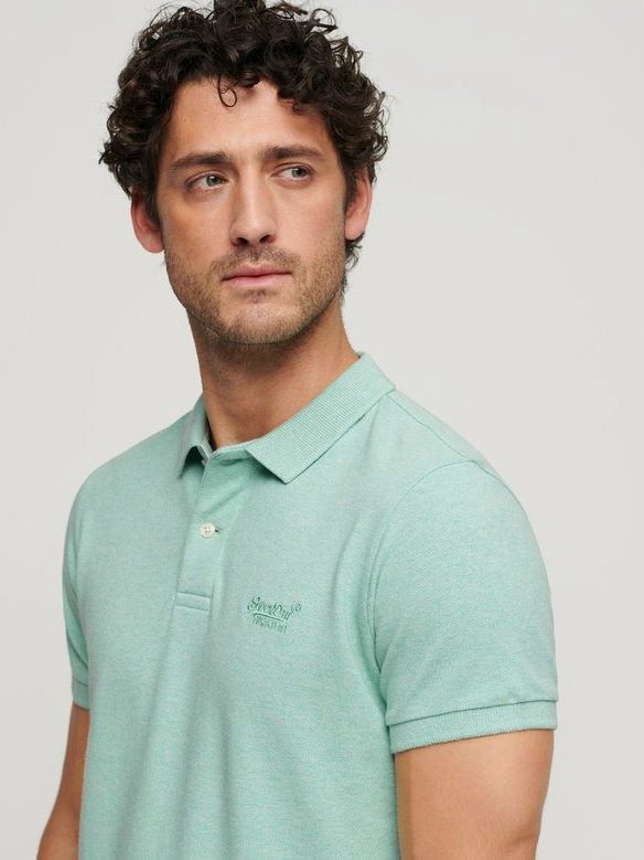 Superdry Piqué Poloshirt Melange Lichtgroen