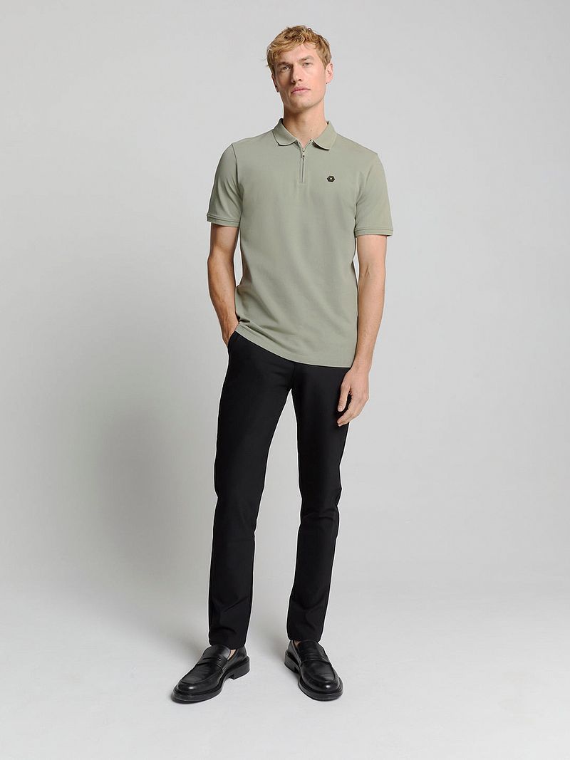 No Excess Half Zip Poloshirt Piqué Groen