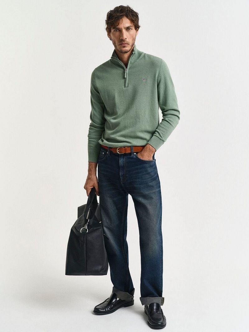 Gant Half Zip Trui Groen