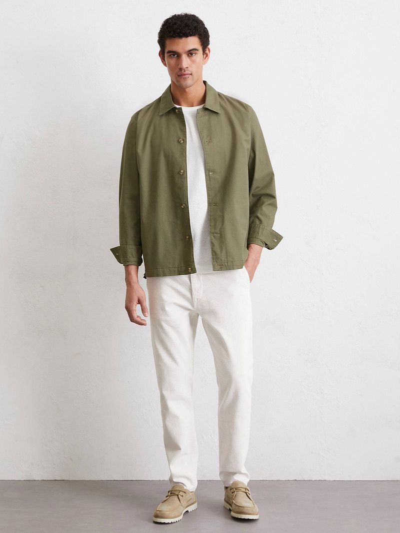 Marc O'Polo Overshirt Linnen Blend Olijfgroen