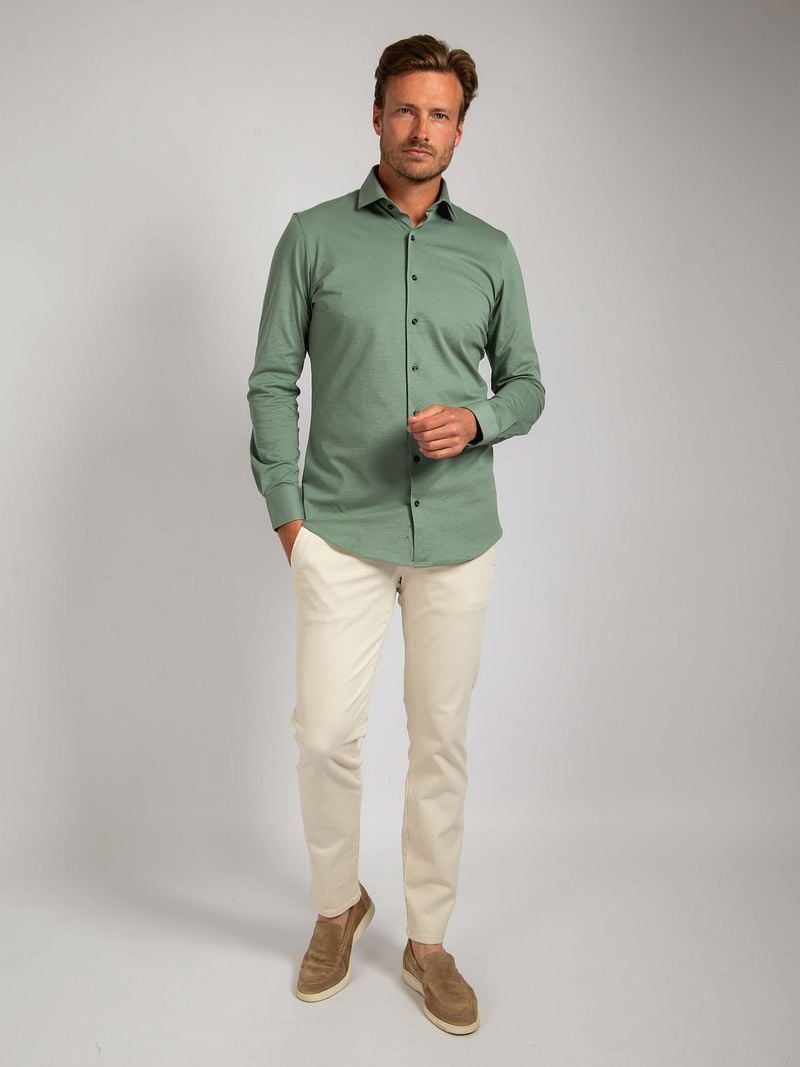Suitable Slim-Fit Pique Hemd Grün - Größe 42 günstig online kaufen