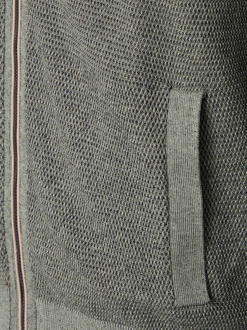 Casa Moda Strickjacke Zip Structure Grün - Größe XL günstig online kaufen