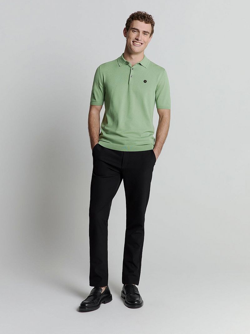 No Excess Knitted Poloshirt Grün - Größe M günstig online kaufen