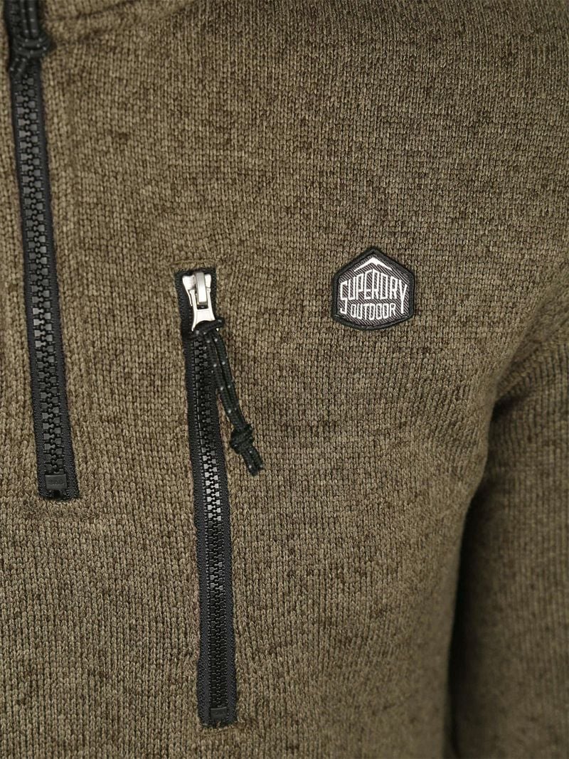 Superdry Half Zip Pullover Fleece Olive - Größe L günstig online kaufen