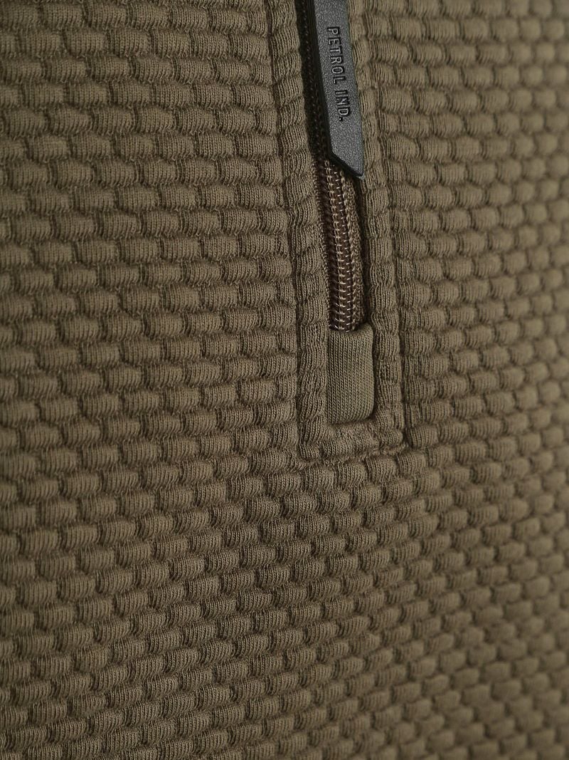 Petrol Half Zip Pullover Structure Olive - Größe L günstig online kaufen