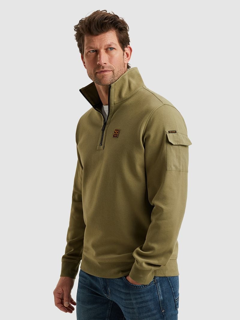 PME Legend Half Zip Sweater Interlock Jersey Olive - Größe M günstig online kaufen
