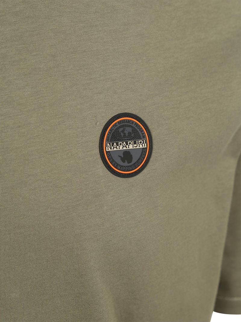 Napapijri Badge T-shirt Olivgrün - Größe M günstig online kaufen