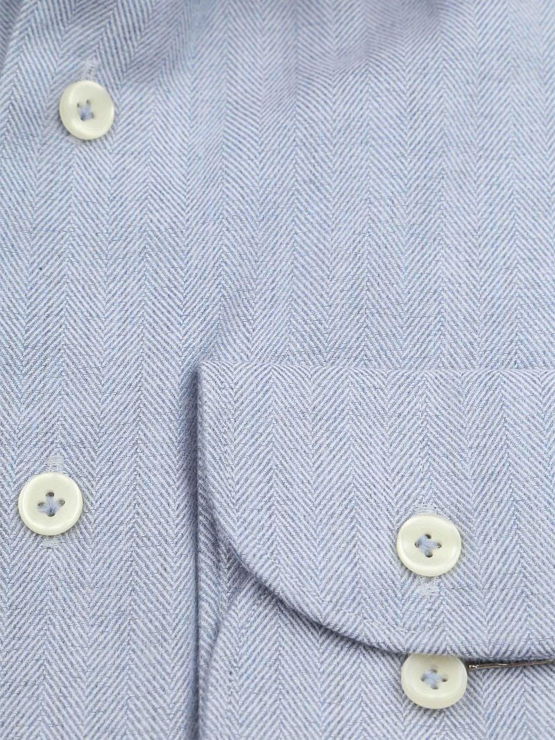 Profuomo Hemd Peached Herringbone Flanell Blau - Größe 42 günstig online kaufen
