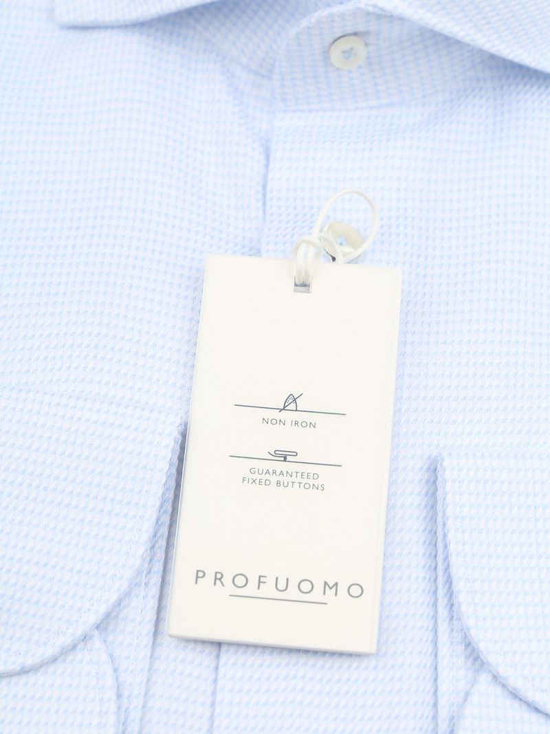 Profuomo Dobby Mouliné Hemd Print Hellblau   - Größe 44 günstig online kaufen