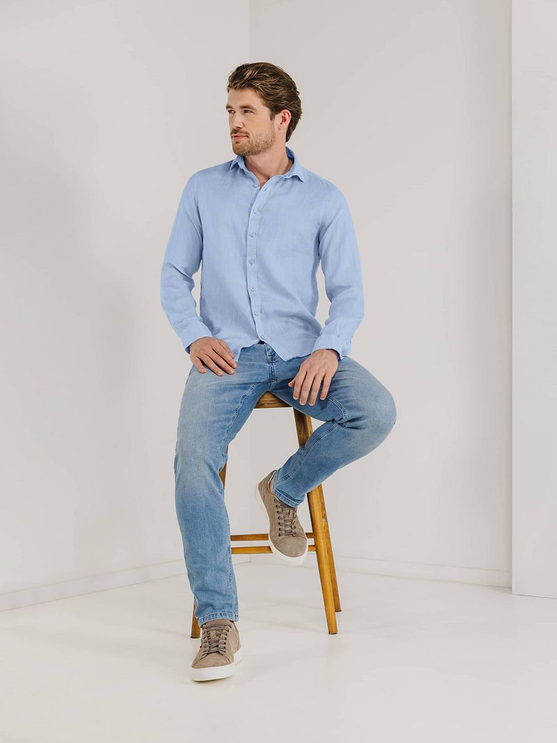 State Of Art Hemd Leinen Hellblau - Größe L günstig online kaufen