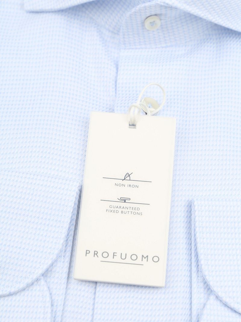 Profuomo Dobby Mouliné Overhemd Print Lichtblauw