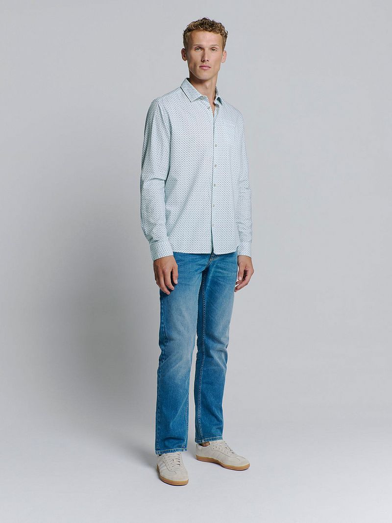 No Excess Overhemd Print Lichtblauw