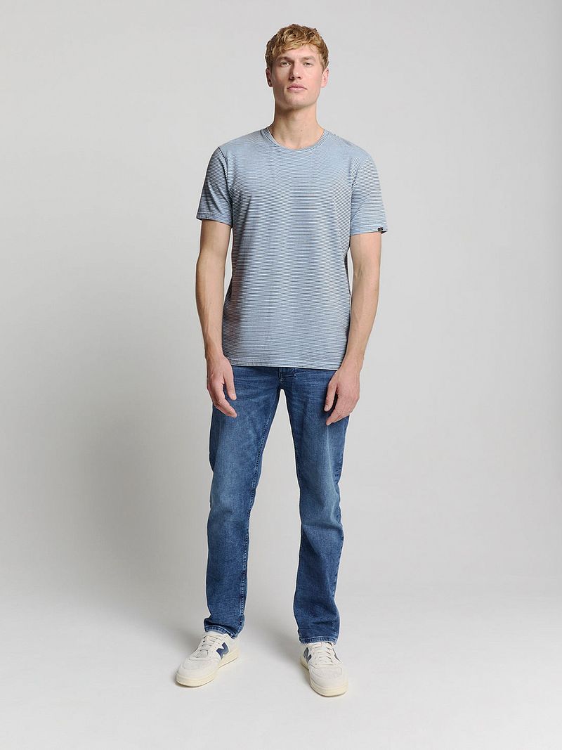 No Excess Stripes T-Shirt Lichtblauw