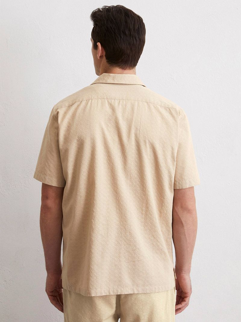 Marc O'Polo Crèpe Overhemd Short Sleeves Beige
