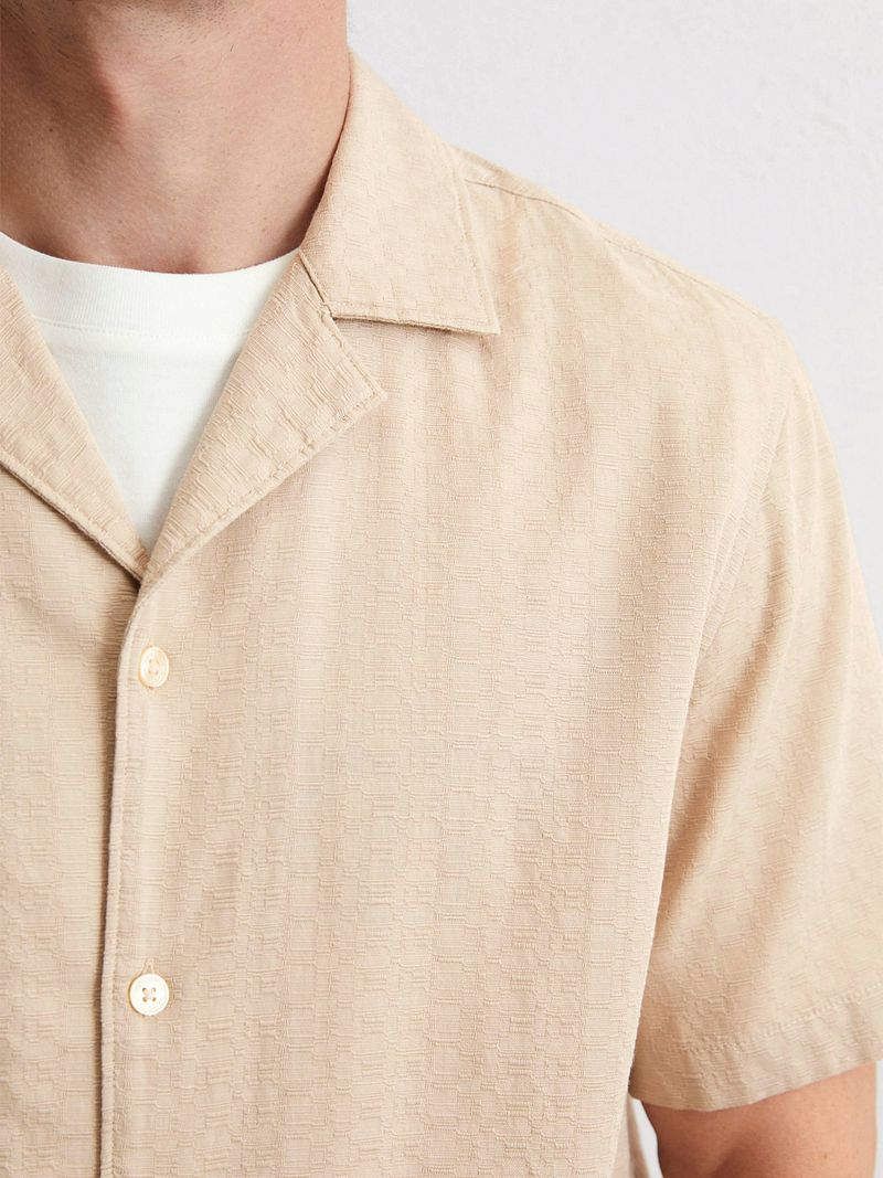 Marc O'Polo Crèpe Overhemd Short Sleeves Beige