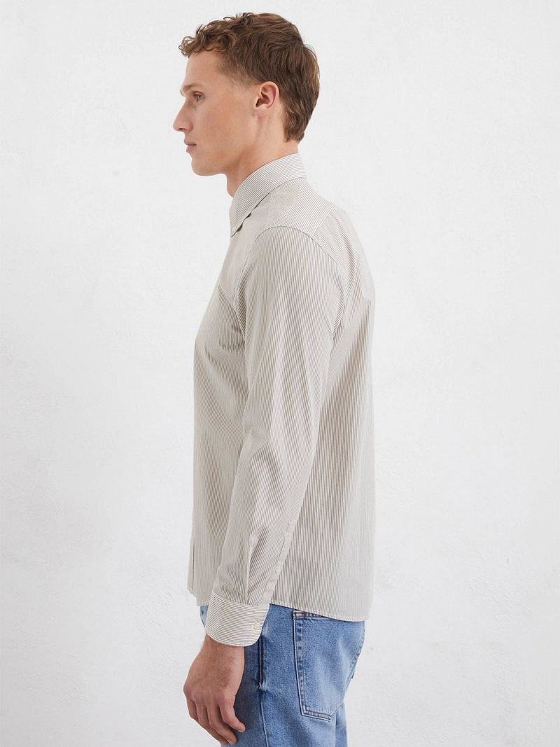 Marc O'Polo Overhemd Poplin Streep Grijs