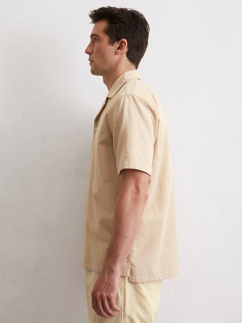 Marc O'Polo Crèpe Overhemd Short Sleeves Beige