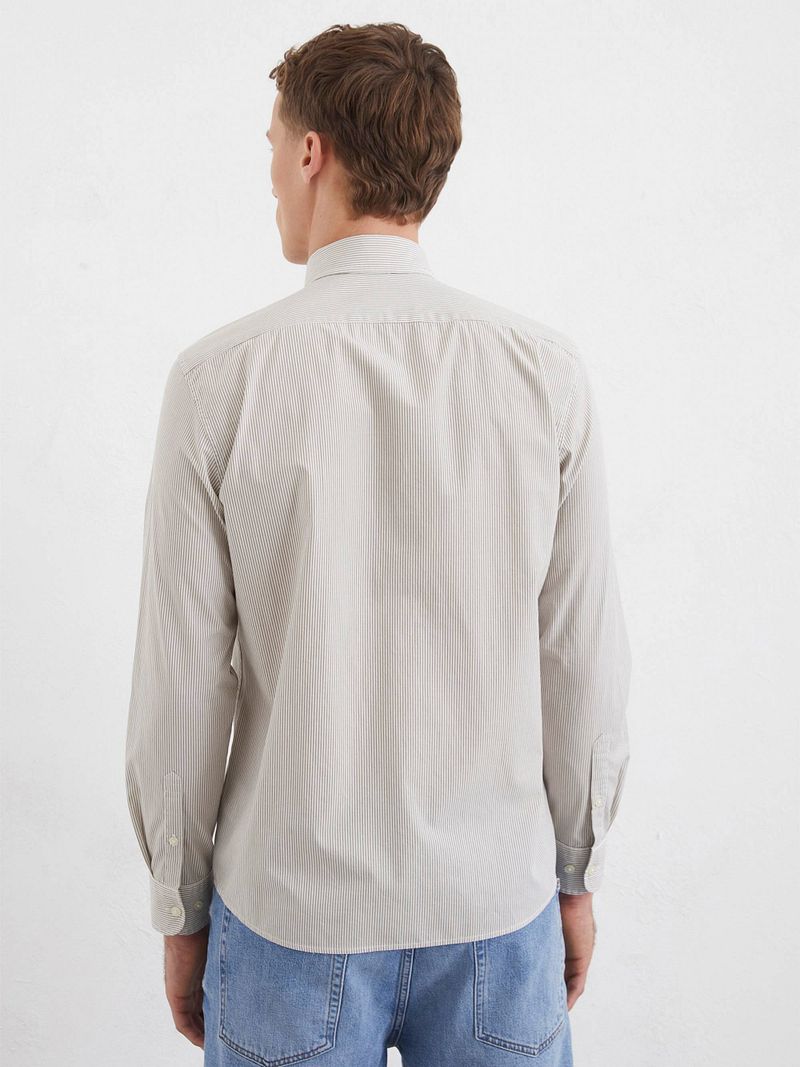 Marc O'Polo Overhemd Poplin Streep Grijs