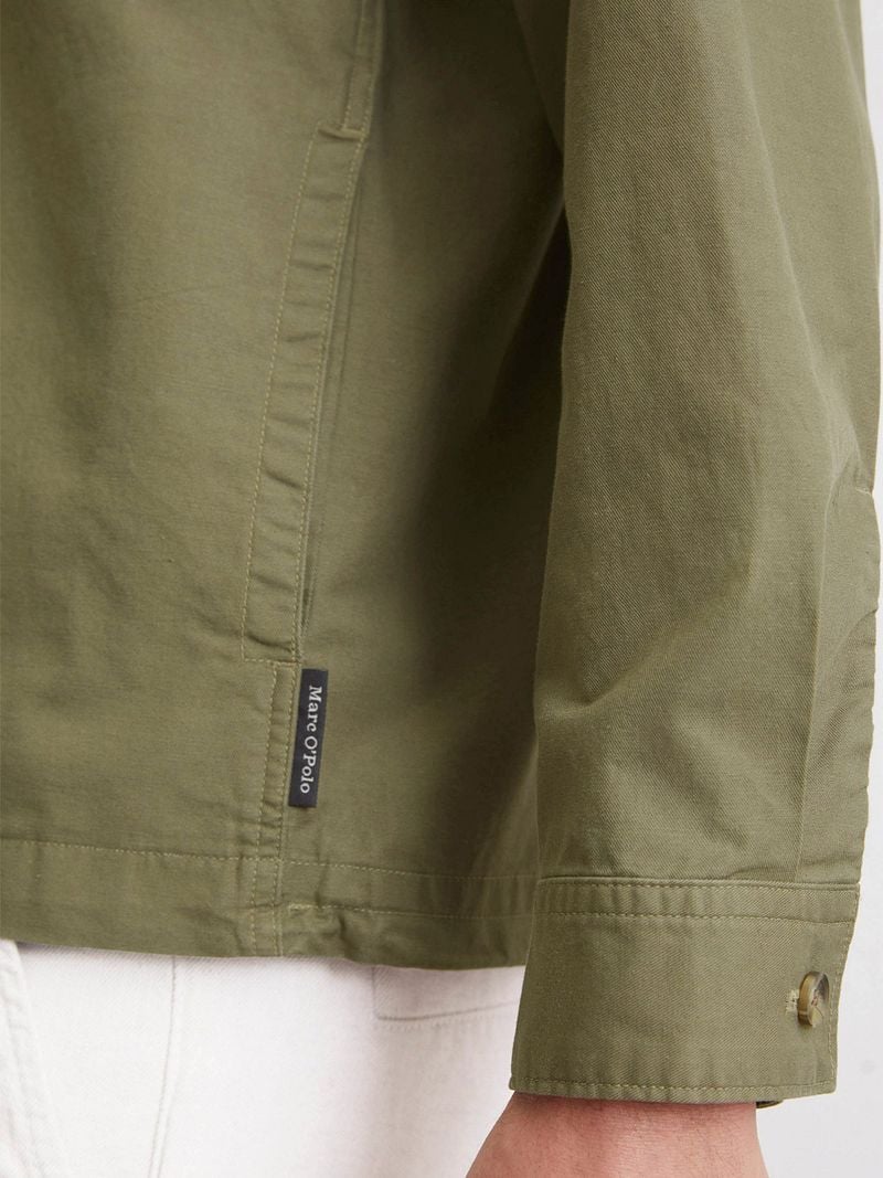 Marc O'Polo Overshirt Linnen Blend Olijfgroen