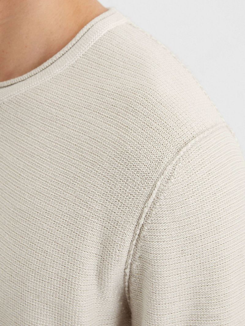 Marc O'Polo Pullover Crewneck Cotton Linen Gray Silk