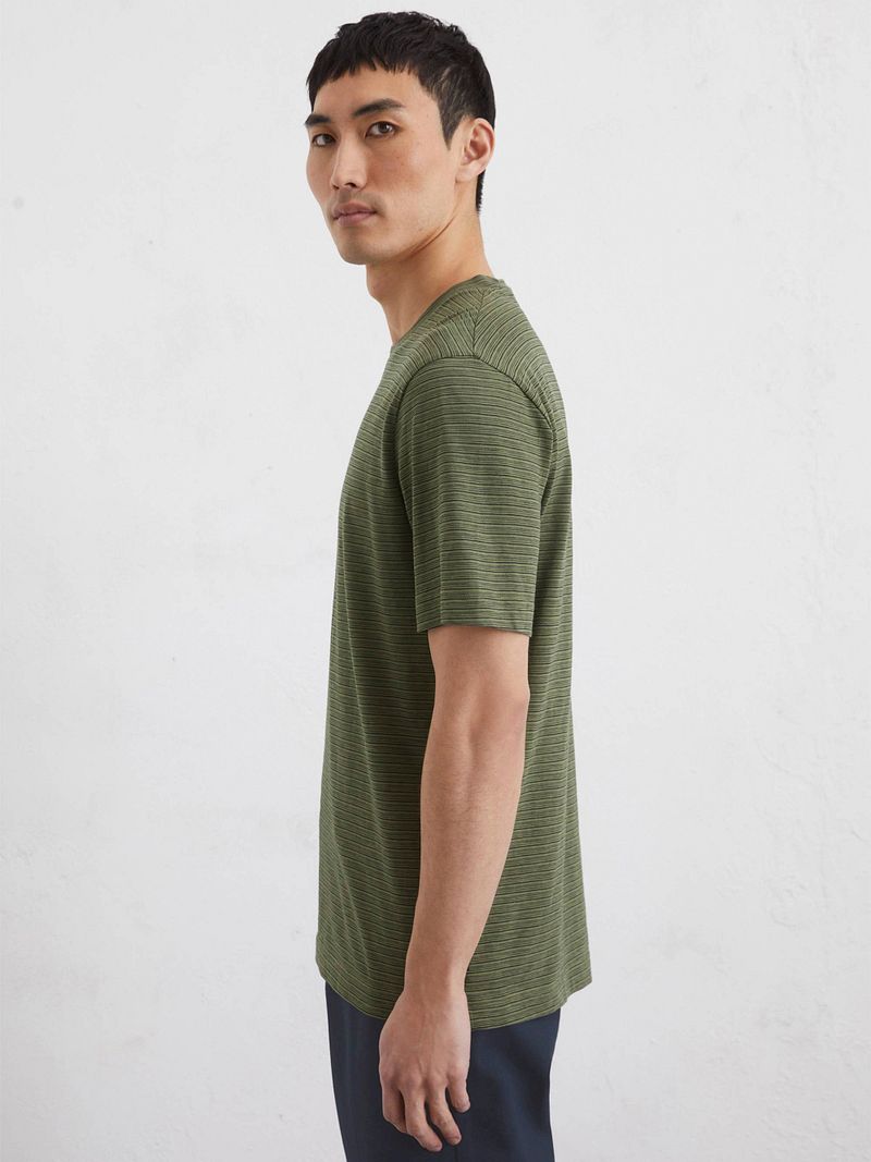 Marc O'Polo T-shirt Slub Stripes Dark Green