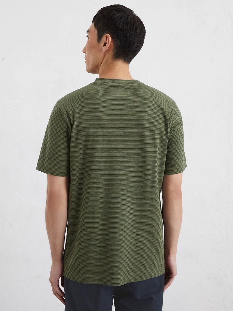 Marc O'Polo T-shirt Slub Stripes Dark Green
