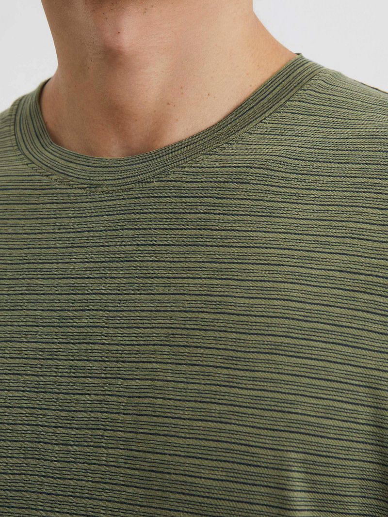 Marc O'Polo T-shirt Slub Stripes Dark Green