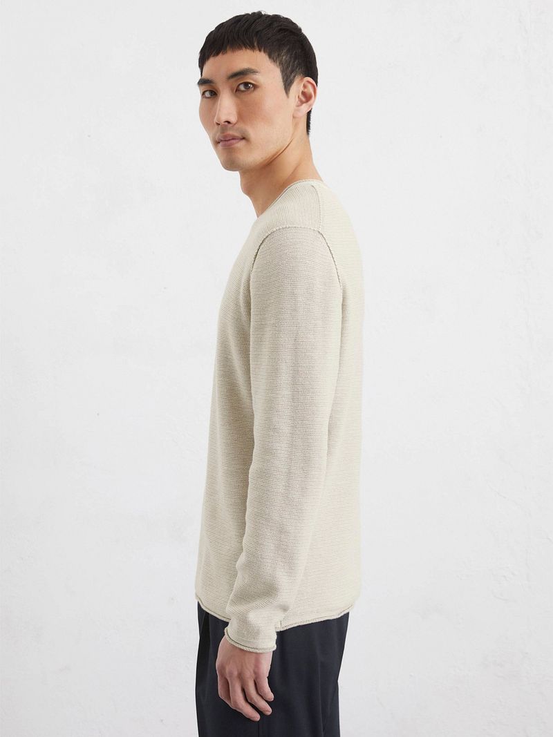 Marc O'Polo Pullover Crewneck Cotton Linen Gray Silk