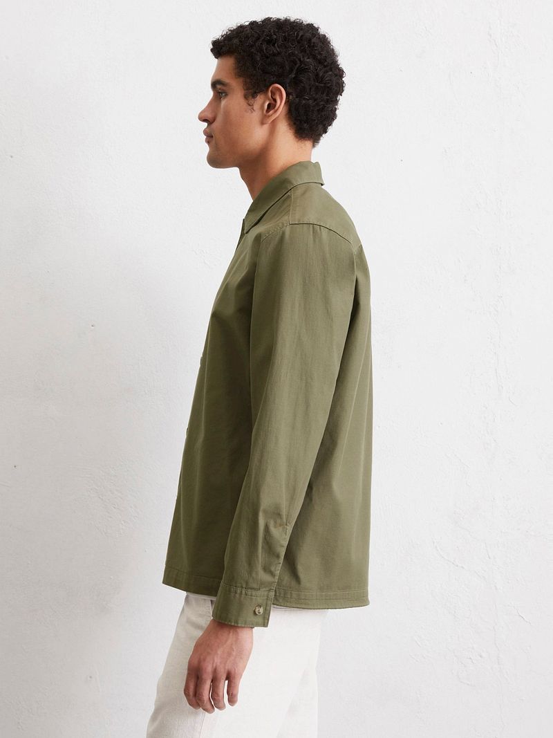 Marc O'Polo Overshirt Linnen Blend Olijfgroen
