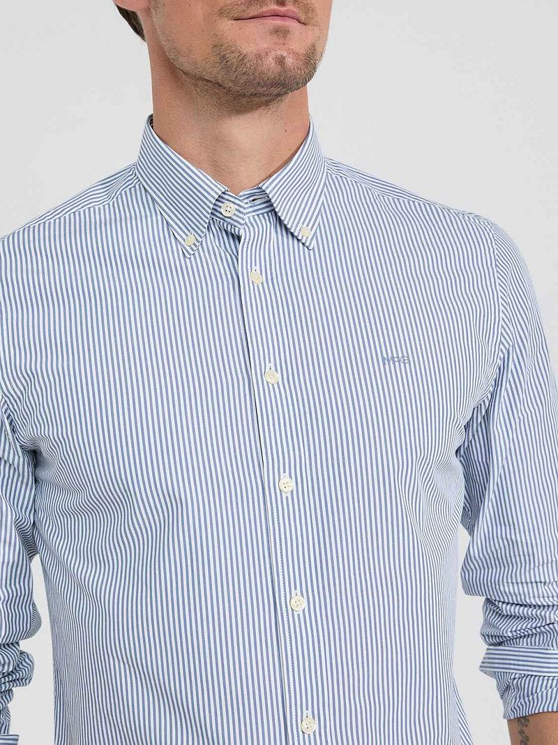 McGregor Overhemd Poplin Streep Blauw