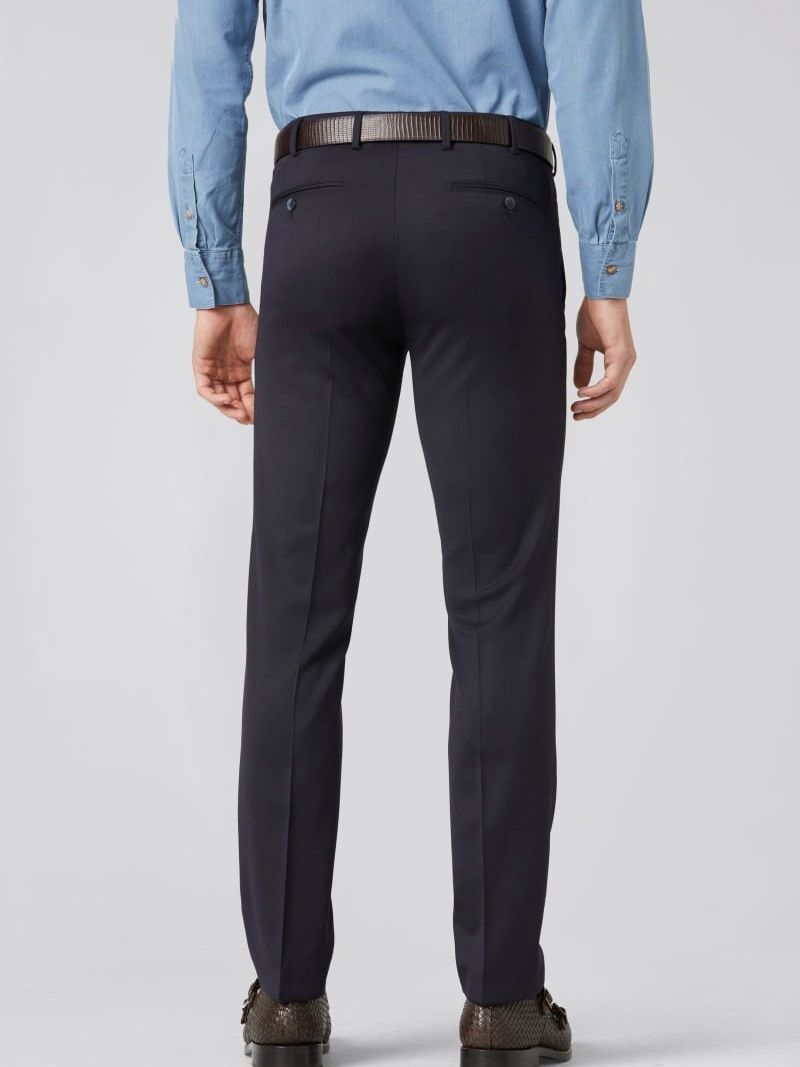 Meyer Chino Bonn Wol Blend Navy