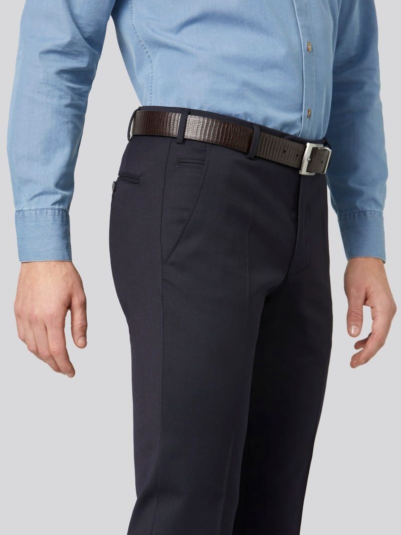 Meyer Chino Bonn Wol Blend Navy