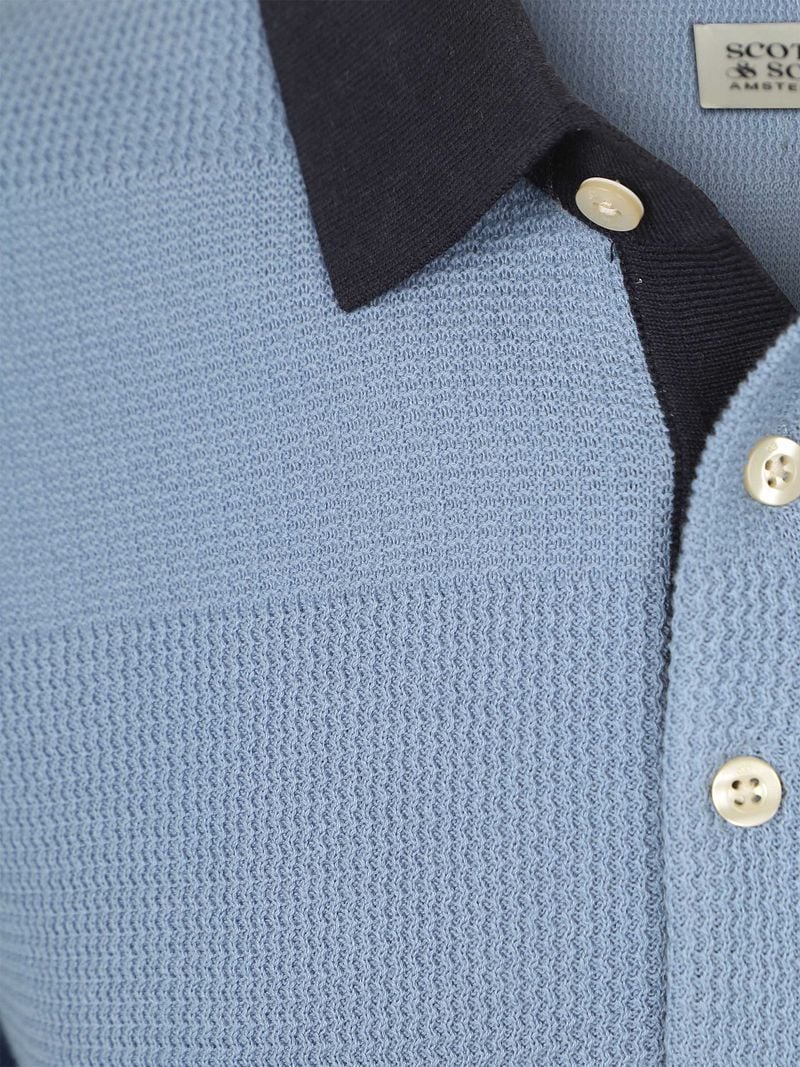 Scotch and Soda Knitted Polo Structure Blauw