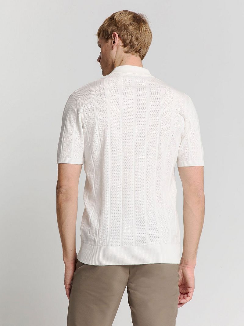 No Excess Knitted Poloshirt Off White