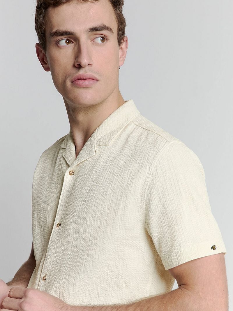 No Excess Short Sleeve Overhemd Structure Ecru