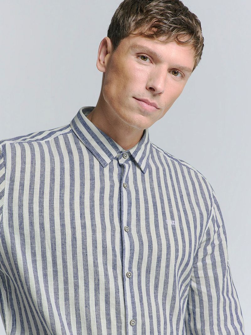 No Excess Overhemd Stripes Blauw